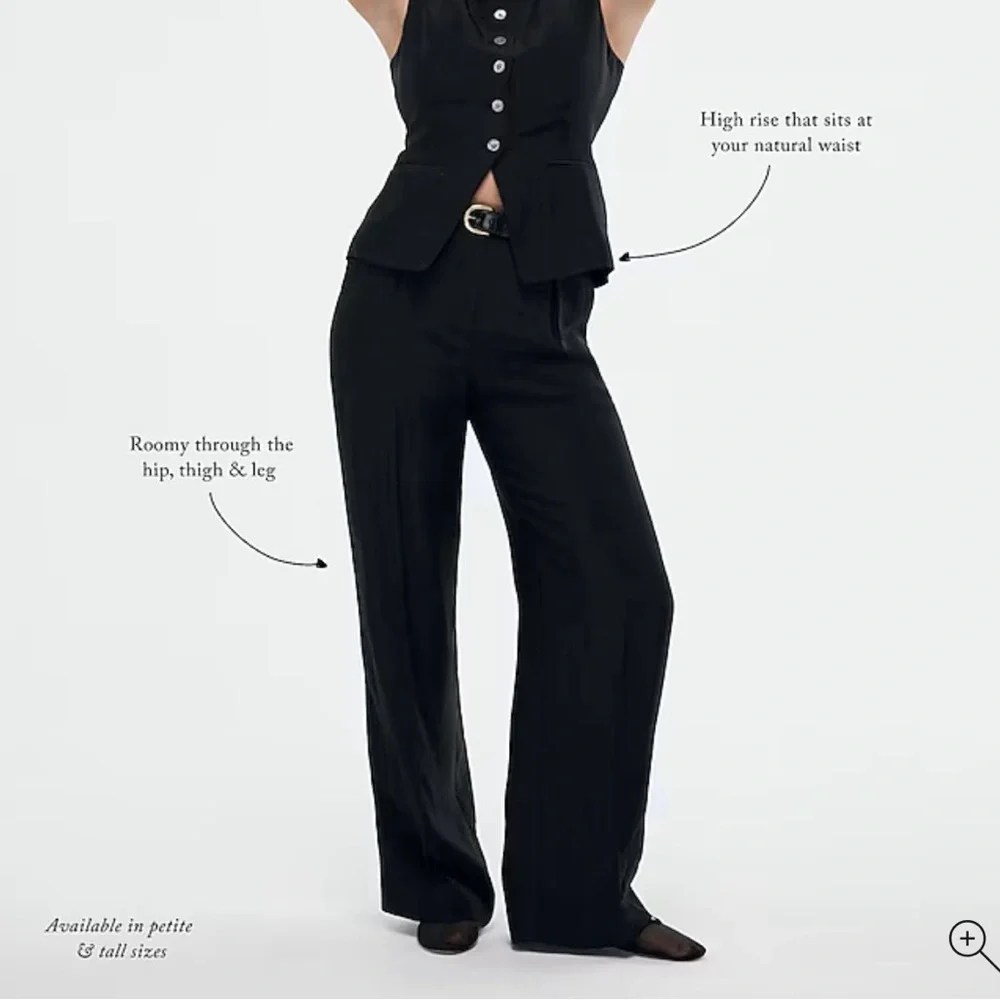 J. Crew Petite Essential wide-leg pant in textured satin - Picture 3 of 5